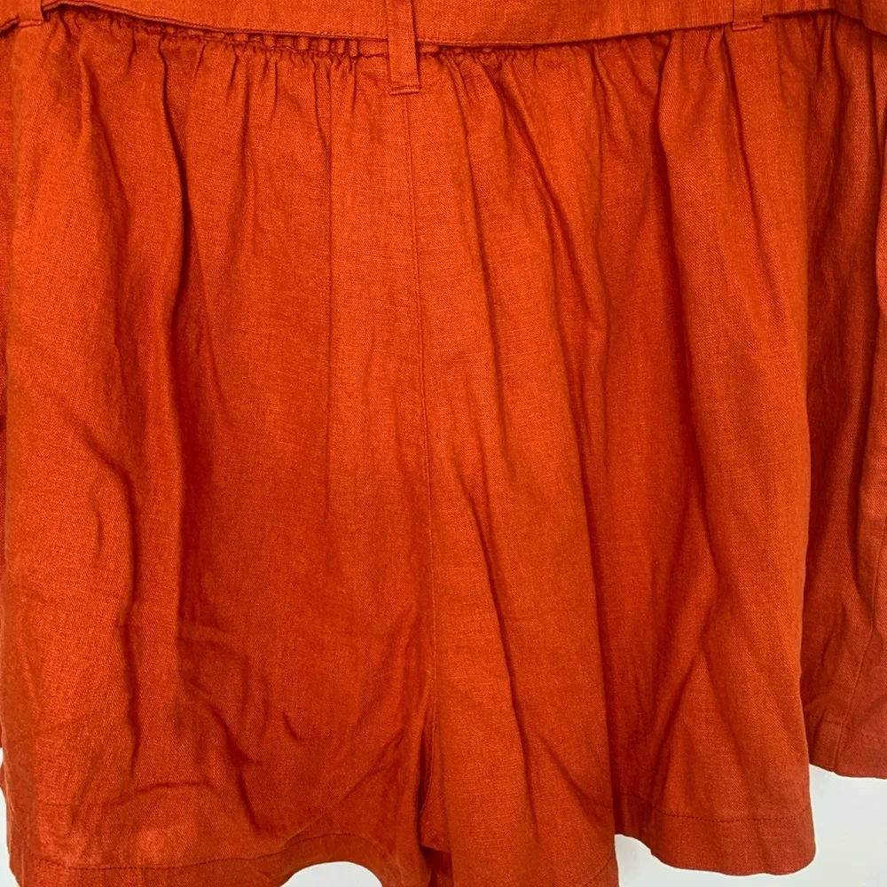 AVA & VIV SIZE 1X NEW LINEN BLEND SHORTS ORANGE RUST BELTED